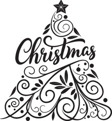 new year card with christmas tree