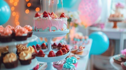 Festive Birthday Cake and Sweets