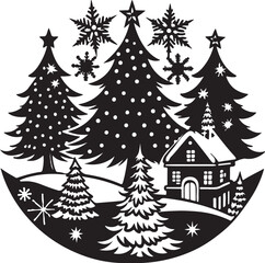 set of christmas trees