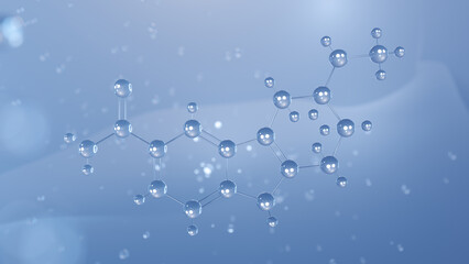 frovatriptan molecular structure, 3d model molecule, antimigraine agents structural chemical formula view from a microscope