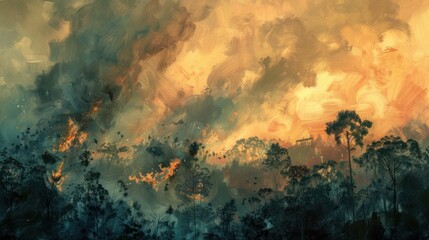 Fototapeta premium Forest fire devastation