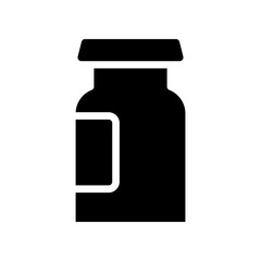 Conceptual black medicine container icon representing healthcare and pharmacy