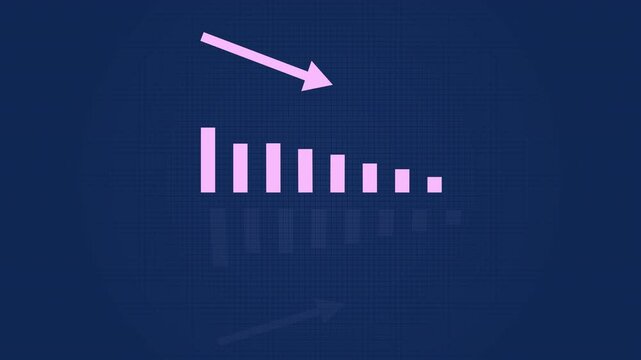 Abstract 3D, business graph icon animation background. Business Financial Growing Business Income and Losing Income   business graph chart  unsuccess, dicresed concept animation on grid background.