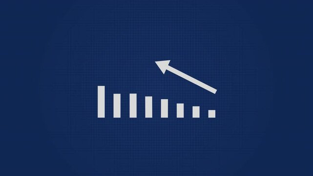 Abstract business growth and graph chart icon animation. business graph showing growth on blue  grid background.
