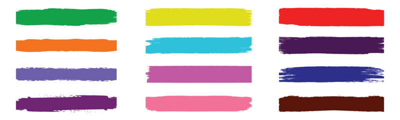 set of multicolored acrylic oil paint brush stroke collection in yellow, red, green, blue. oil paint textures, paint stroke textures, blue ink splash, red and orange watercolor, watercolor brush.