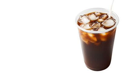 Refreshing Iced Coffee in Plastic Takeaway Glass on Transparent Background