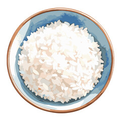 お茶碗に盛られた白米の水彩風イラスト　生成AI