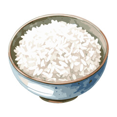 お茶碗に盛られた白米の水彩風イラスト　生成AI