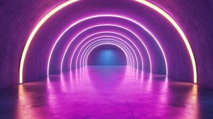 3d render, abstract background with neon lights, empty room, futuristic interior
