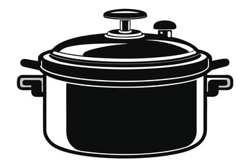 The silhouette of a covered black cooking pot looks sleek and functional on a white background
