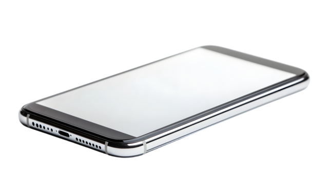 Professional Mobile Phone Blank Screen on Isolated on Transparent Background