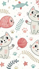 Seamless Cute Cat Wallpaper