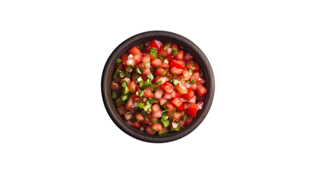 Fresh and Vibrant Pico de Gallo in Bowl - Top-Down View