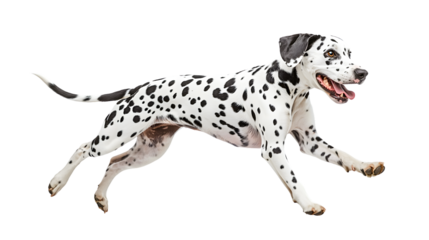 Energetic Dalmatian Dog Running Happily on Transparent Background