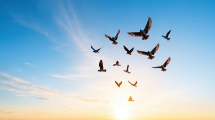 Fototapeta premium Birds Flying Sunset Sky Freedom Peace Nature