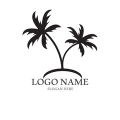 Obraz premium Palm tree summer logo template