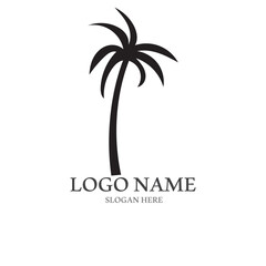 Obraz premium Palm tree summer logo template