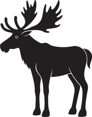 moose silhouette, black and white silhouette, vector and illustration