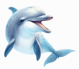 Gleeful Waves dolphin laughing happily isolated watercolor vector illustration svg © Arun168