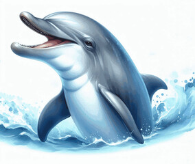 Dolphin Delight dolphin laughing happily isolated watercolor vector illustration svg © Arun168