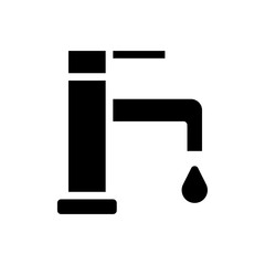 Sleek monochrome illustration showcasing a minimalist water tap with a droplet
