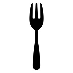 black silhouette fork kitchen item vector art illustration