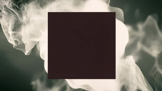 Minimal Abstract Poster Background with Solid Brown Square on Soft Smoke Black and White Flow, Ideal for Layouts, Design Mockups,Product Brand Display or Modern Fashion Presentations, Copy paste,video