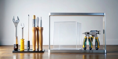 A Collection of Precision Instruments and Tools Carefully Arranged on a Wooden Surface