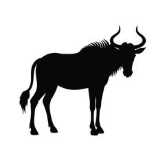 Charging Wildebeest Vector Silhouette