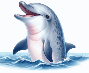 Aquatic Amusement dolphin laughing happily isolated watercolor vector illustration svg © Arun168