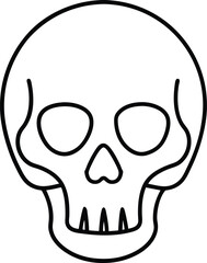 Simple Minimalist Black Line Art Skull Design for Halloween