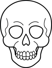 Simple Minimalist Black Line Art Skull for Halloween