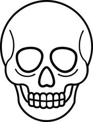 Simple Black Line Art Skull Illustration for Halloween