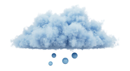 Isolated Blue Cloud with Raindrops