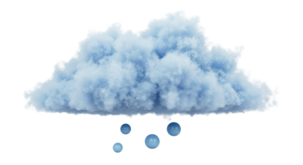 Isolated Blue Cloud with Raindrops