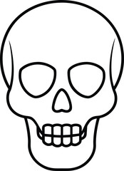 Simple Black Line Art Skull Design for Halloween