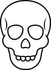Simple Minimalist Black Line Art Skull for Halloween