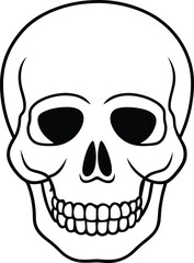 Simple Black Line Art Skull Illustration for Halloween