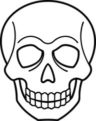 Simple Minimalist Black Line Art Skull for Halloween
