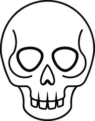 Simple Black Line Art Skull Design for Halloween