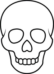 Simple Minimalist Black Line Art Skull for Halloween