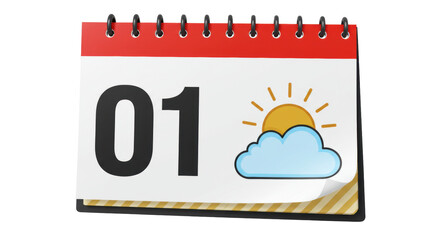 Isolated Calendar with Date 01
