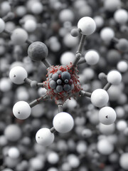6PPD-quinone, degradation product of the rubber additive 6PPD. Toxic to salmon. 3D rendering. Atoms are represented as spheres with conventional color coding: hydrogen (white), carbon (grey), etc
