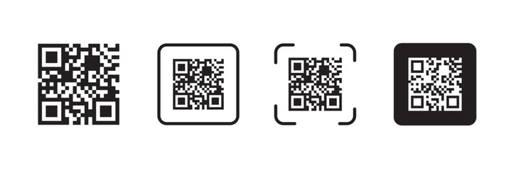 QR code icons sample for smartphone scanning isolated on transparent background. Scan me text Vector. for smartphone, mobile app, payment and discounts
