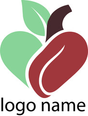 Natural Fruit Logo – Organic Food Icon with Leaf and Cocoa Pod Design