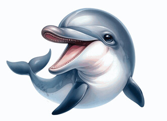 Chuckling Cetacean dolphin laughing happily isolated watercolor vector illustration svg © Arun168
