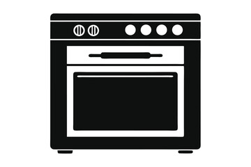 Fototapeta premium A black and white outline of an oven shows a simple appliance design
