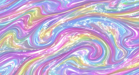 Abstract swirl pattern of iridescent colors with shimmering glitter effects.  Delicate and flowing lines create a mesmerizing optical illusion