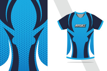 Sport jersey design template mockup curve and diamond line for racing, running, esports, in blue color combinations EPS 10