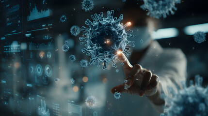 Visualizing future medical breakthroughs innovative medical research and viral study displayed